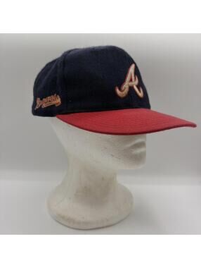 Vtg 90s Atlanta Braves Snapback Hat American Needle Blockhead RARE MLB Baseball